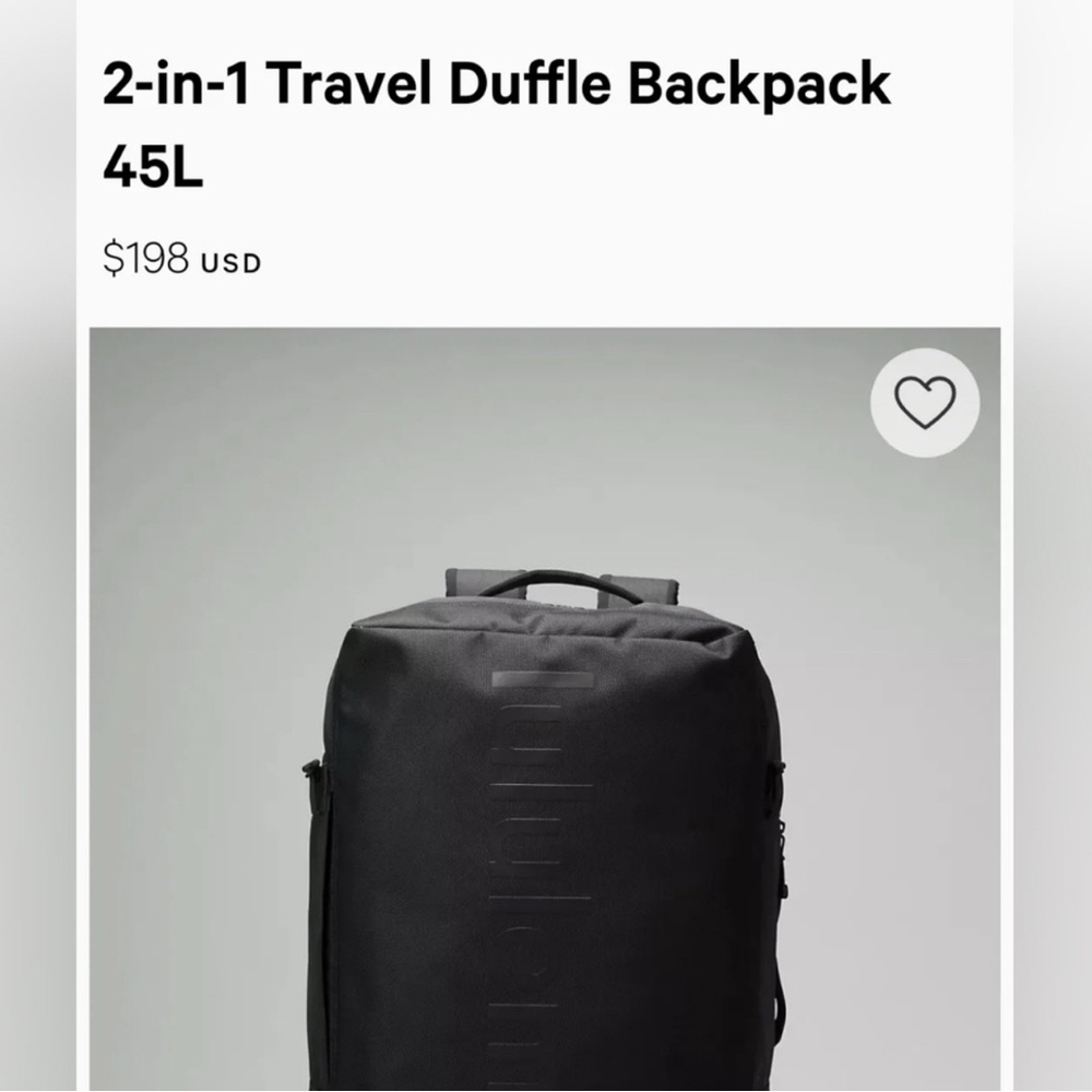 Lululemon Athletica Black Duffel Bag Sleek Design